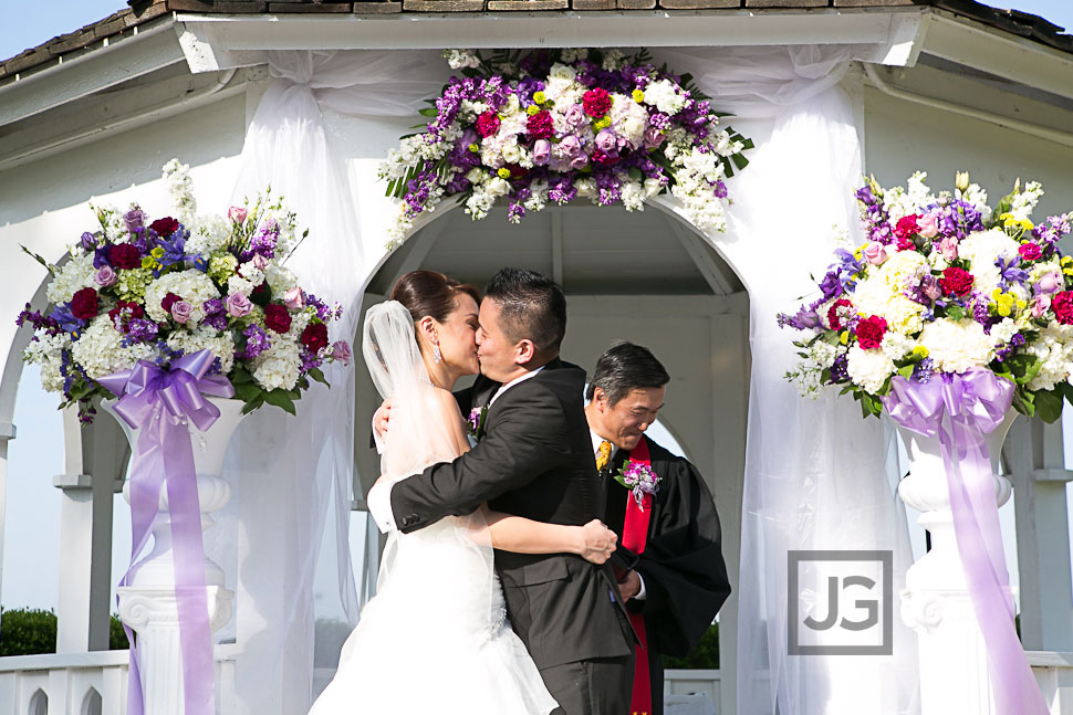 Pacific Palms Wedding Ceremony First Kiss