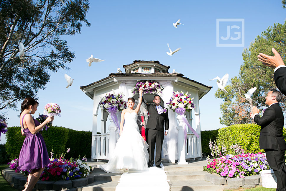 Pacific Palms Wedding Ceremony Doves
