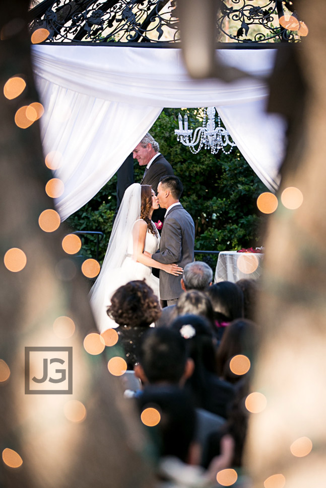 Padua Hills Theatre Wedding Ceremony First Kiss