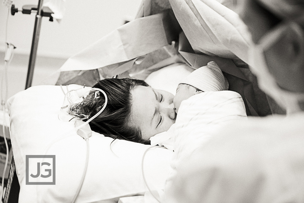 Birth Photography Mommy sees baby for first time