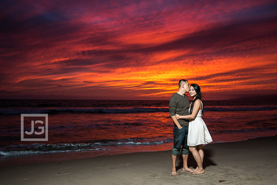 Santa Monica Sunset Engagement Photo