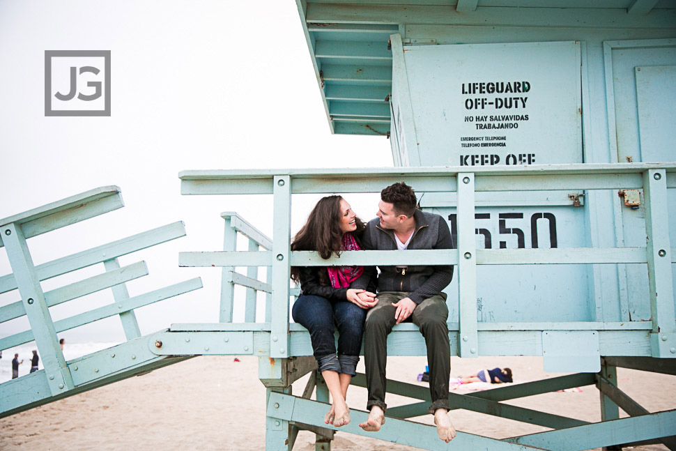 Engagement Photography Santa Monica Lifeguard Stand