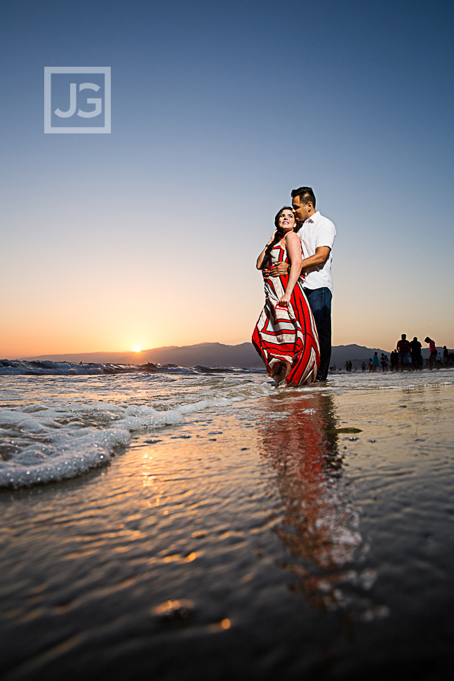 Santa Monica Beach Sunset Engagement Photos