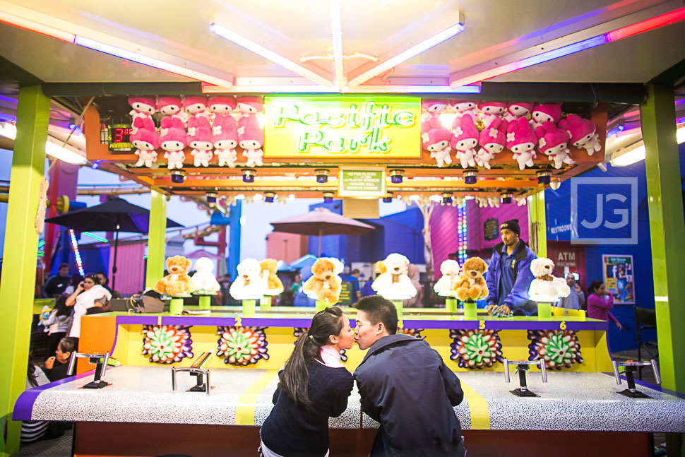 Santa Monica Pier Engagement Photography Playing Games