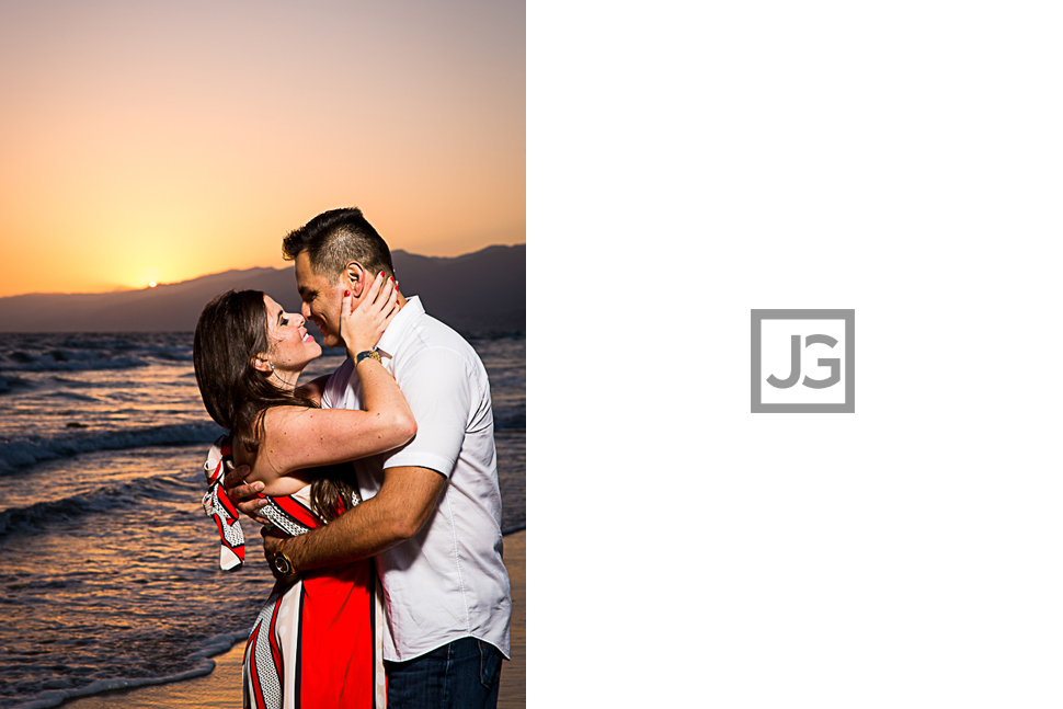 Santa Monica Beach Sunset Engagement Photos