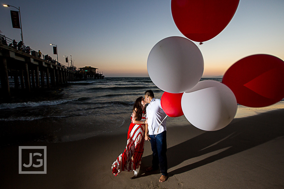 Santa Monica Beach Sunset Engagement Photos