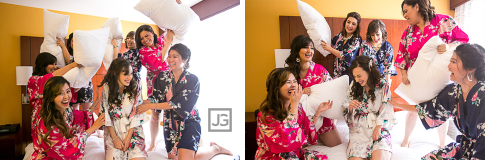 Pillow Fight for the wedding preparation