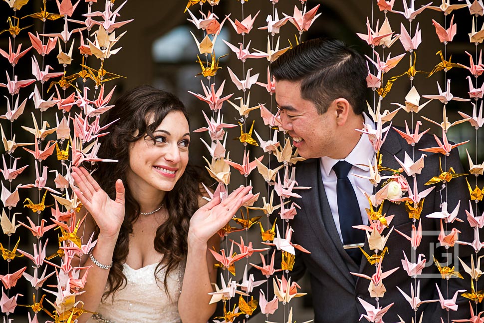 1,000 cranes in our wedding photo!