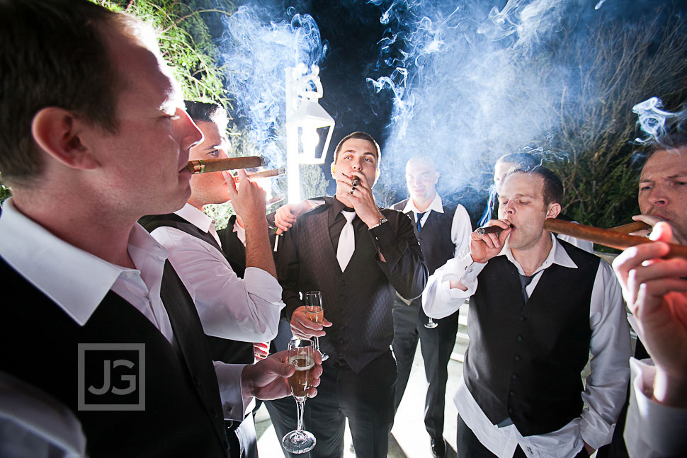 The Vineyards Simi Valley Groomsmen Cigar Smoking