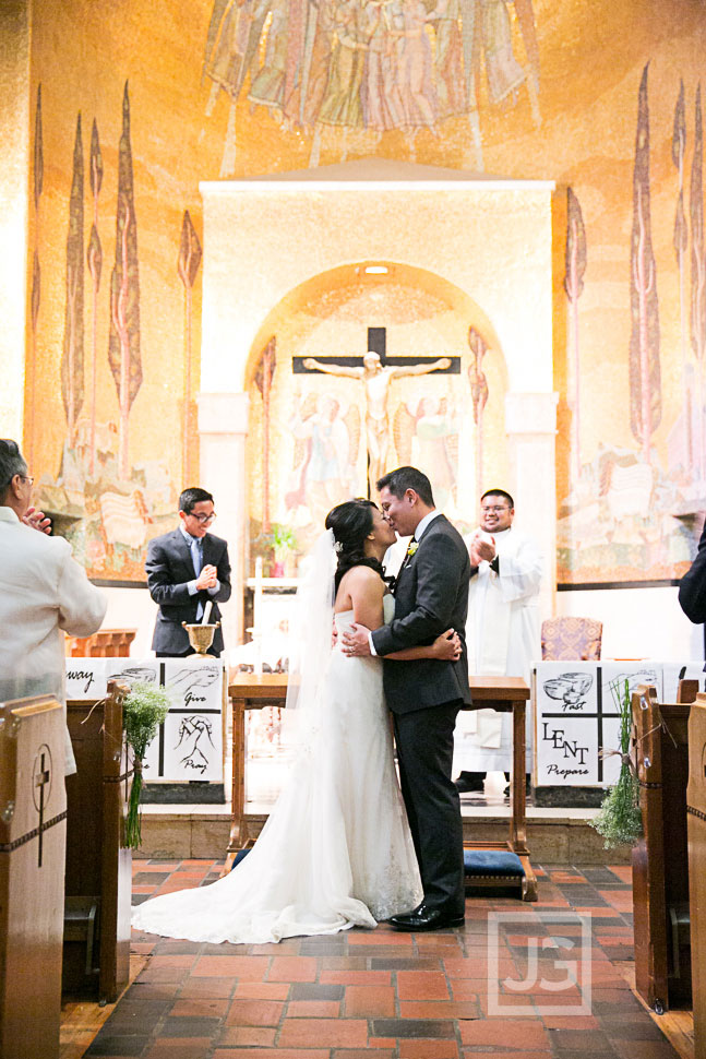 Precious Blood Catholic Church Wedding First Kiss
