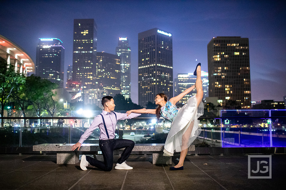 Downtown Los Angeles Engagement Photos Dancing