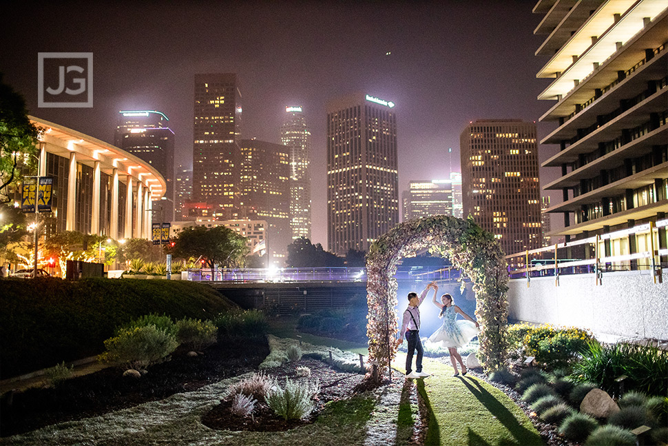 Dancing in Los Angeles at Night Engagement Photos