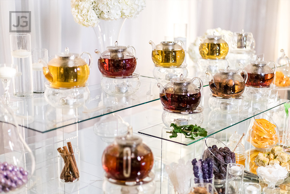 Four Seasons Westlake Village Wedding Reception Tea Bar