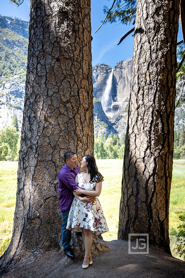 Yosemite Valley Engagement Photo in a Field