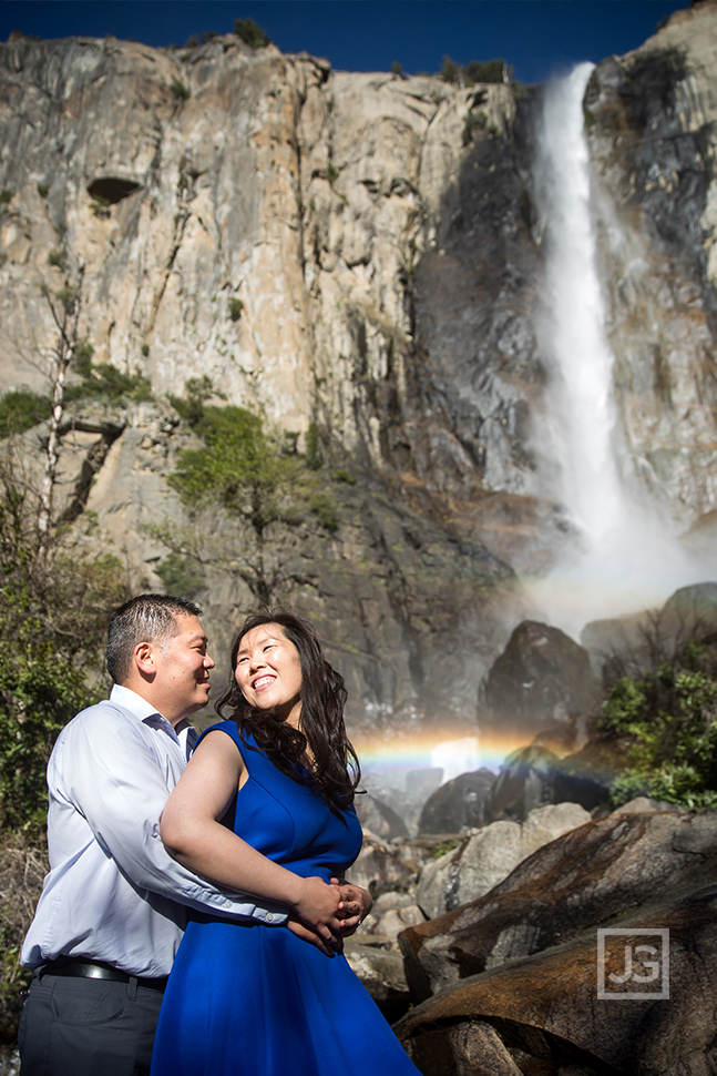 Yosemite Waterfall Engagement Photo