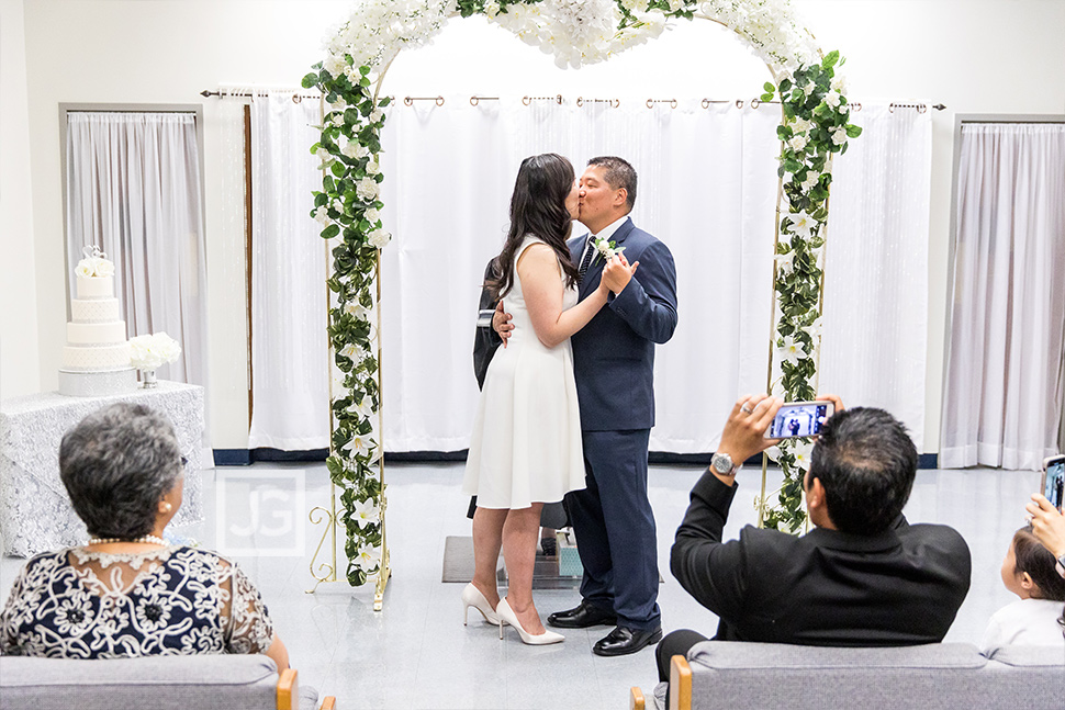 Beverly Hills Courthouse Wedding First Kiss