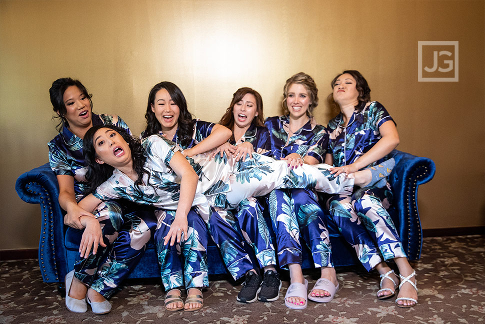 Bride getting ready with Bridesmaids