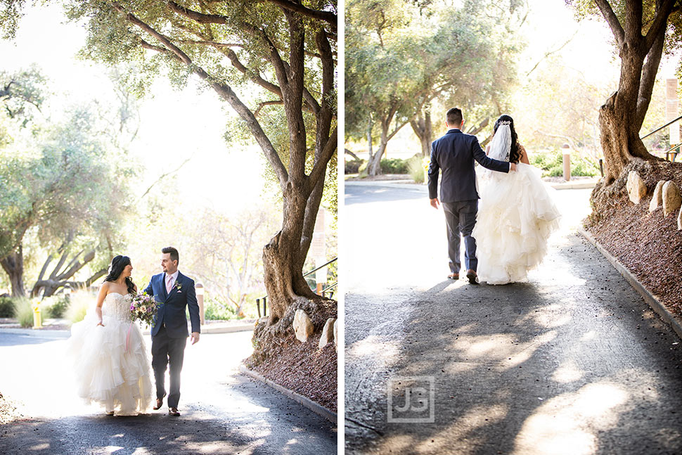 Padua Hills Theatre Wedding Photo walking on the road