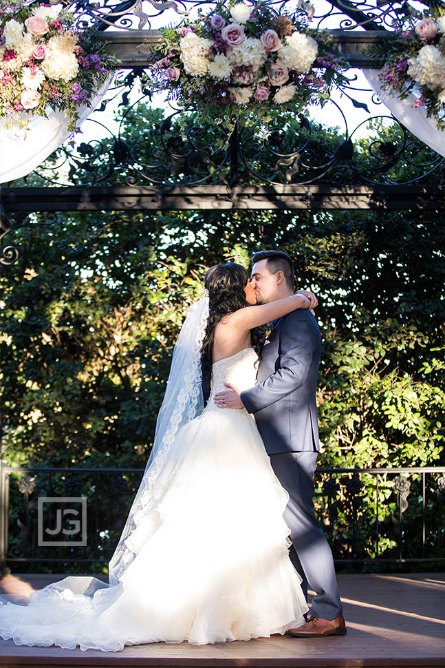 Padua Hills Theatre Wedding Ceremony First Kiss