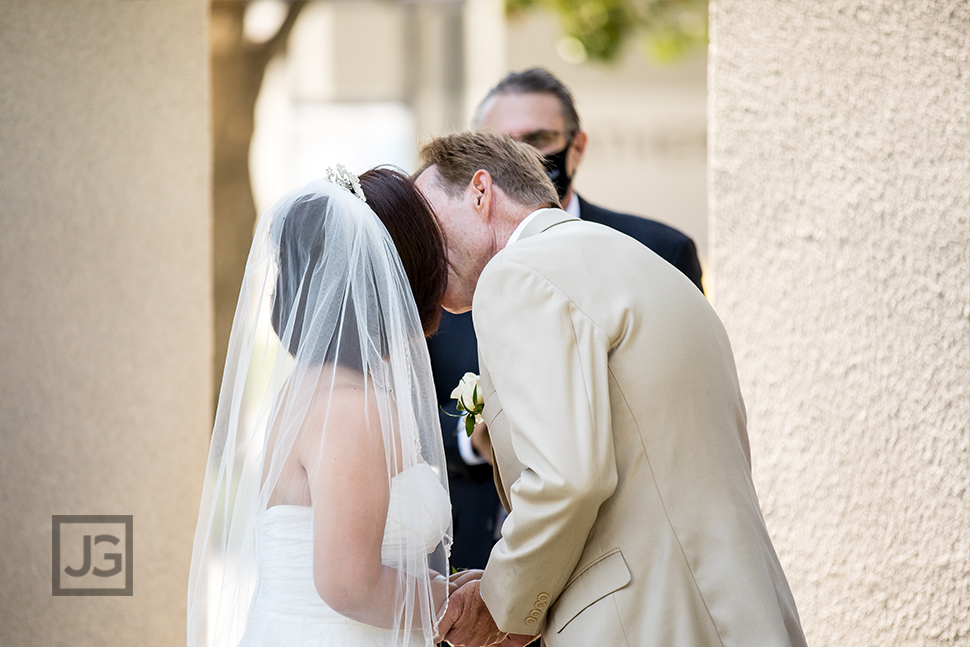 Intimate Wedding Ceremony Glendora First Kiss