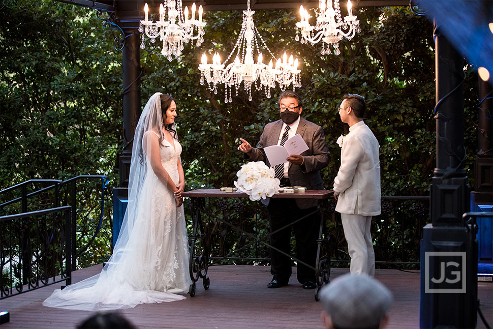 Padua Hills Theatre Wedding Ceremony with Chandeliers