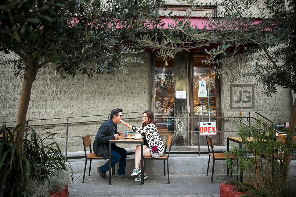 Downtown Los Angeles Engagement Photography Cafe