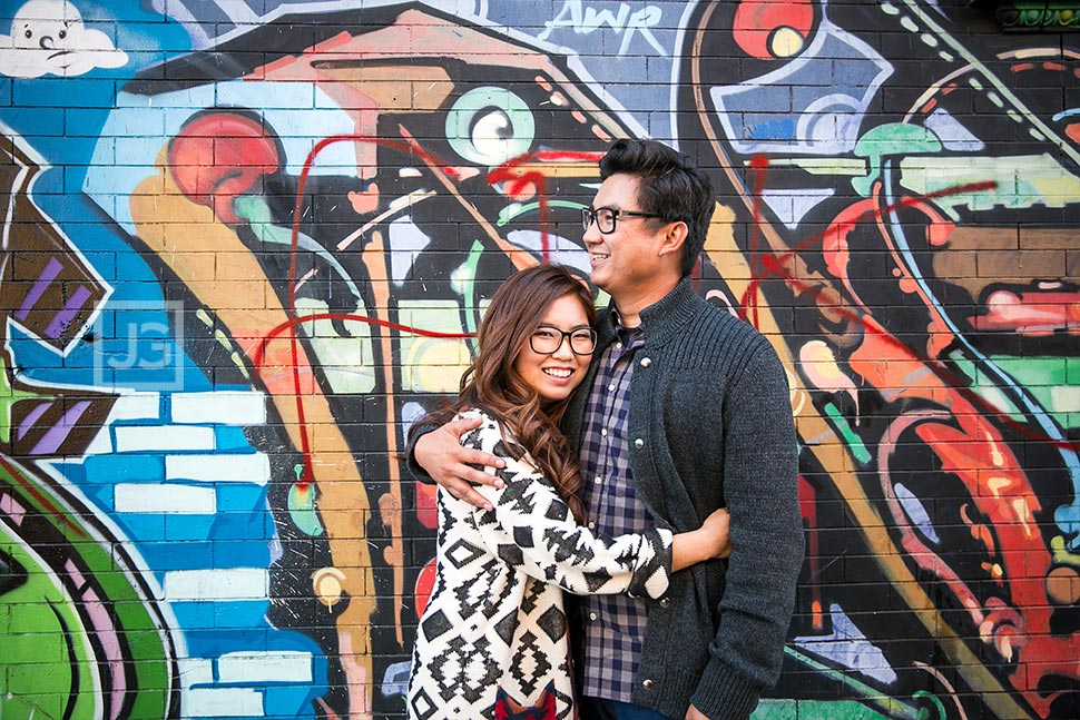 Downtown Los Angeles Engagement Photos Graffiti