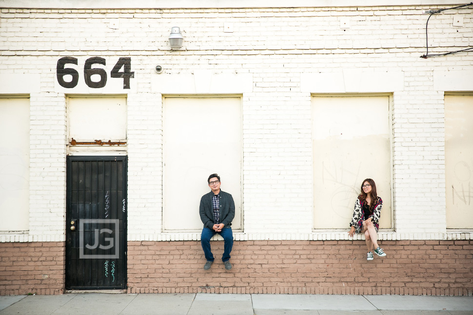 Engagement Photos on a Street in Los Angeles