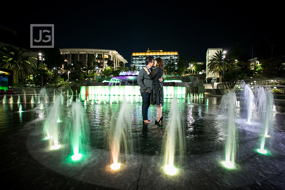 Grand Park Engagement Photos Water Fountain