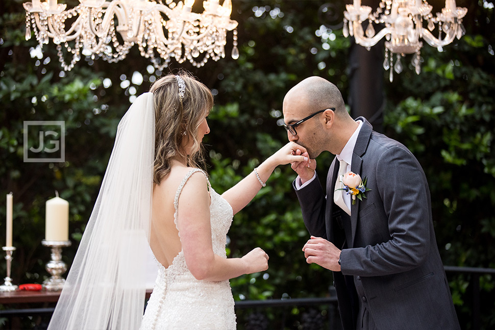 Groom Kissing Bride's Hand