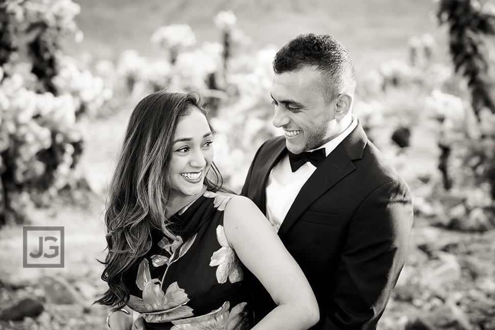 Black and White Engagement Photo