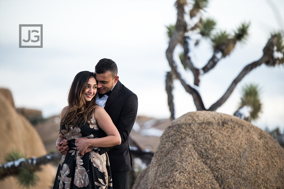 Joshua Tree Engagement Photography with Rocks