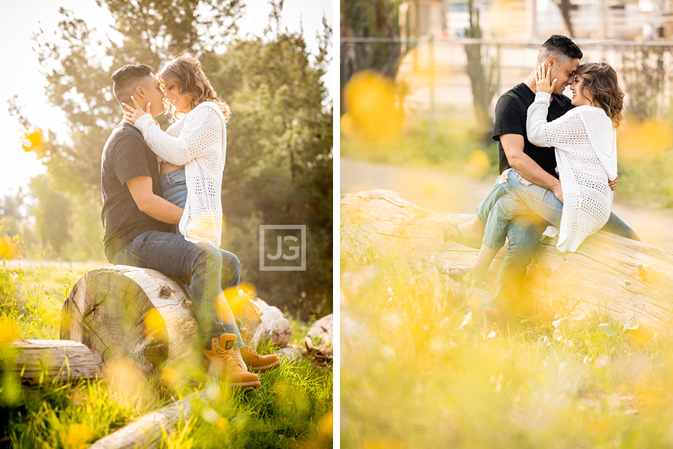 Yellow Flowers in Engagement Photo