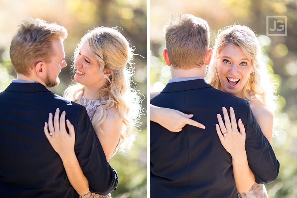 Engagement photo showing her ring