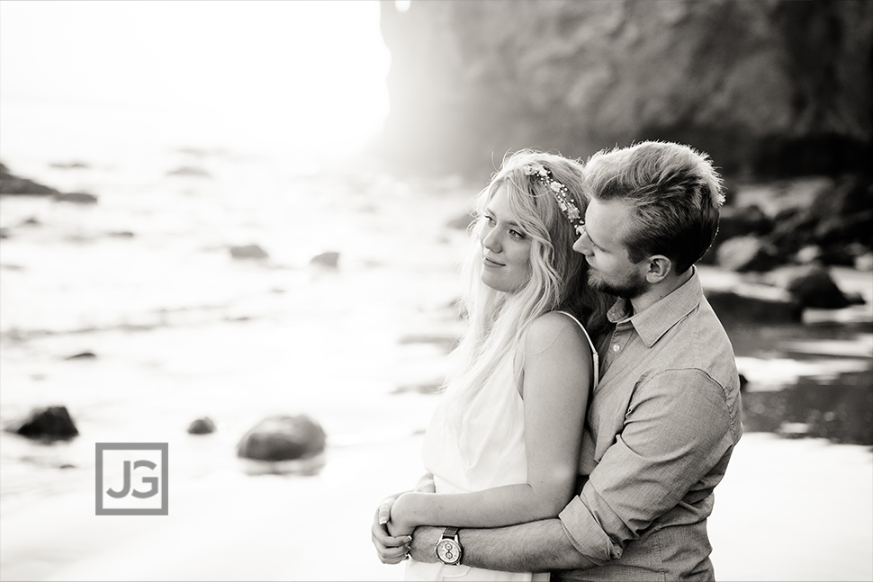 Black and White Engagement Photo