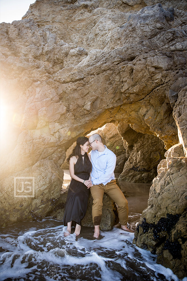 Malibu Natural Arch Engagement Photo