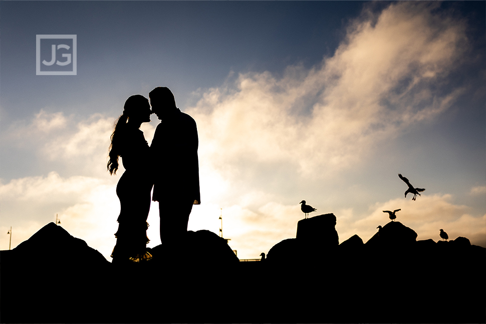 Venice Beach Engagement Photos Silhouette