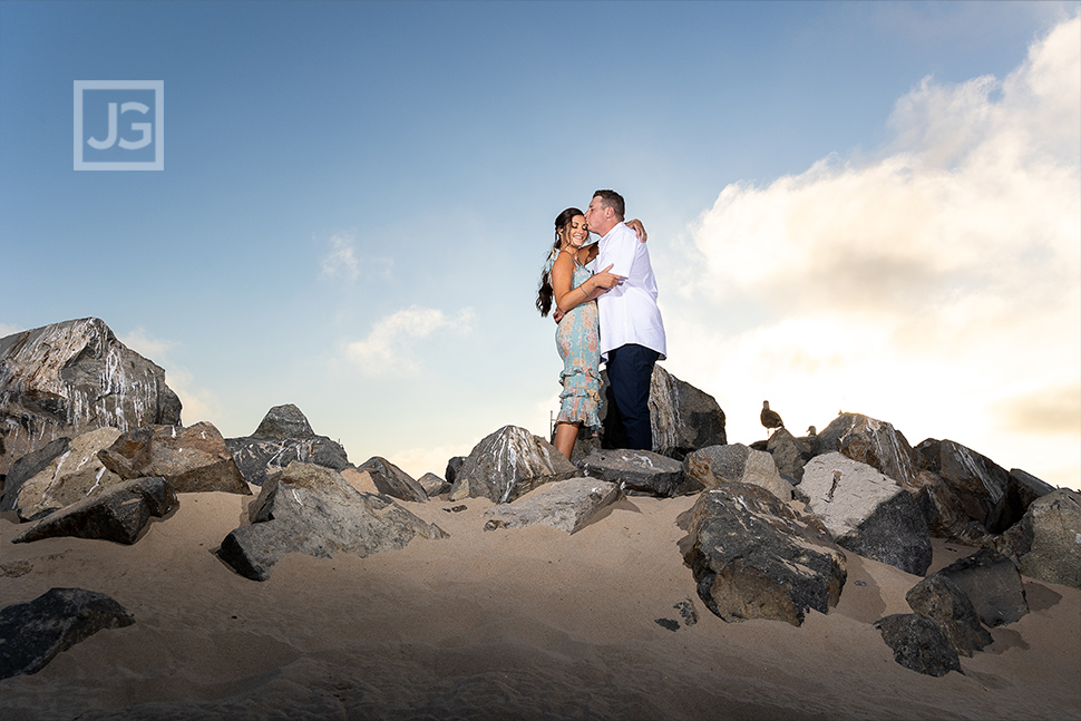 Venice Beach Engagement Photos with Rocks