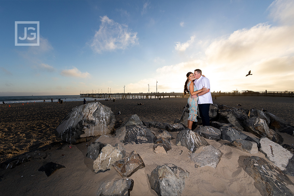 Venice Beach Engagement Photography with Rocks