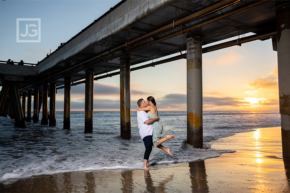 Venice Beach Pier Sunset Engagement Photography