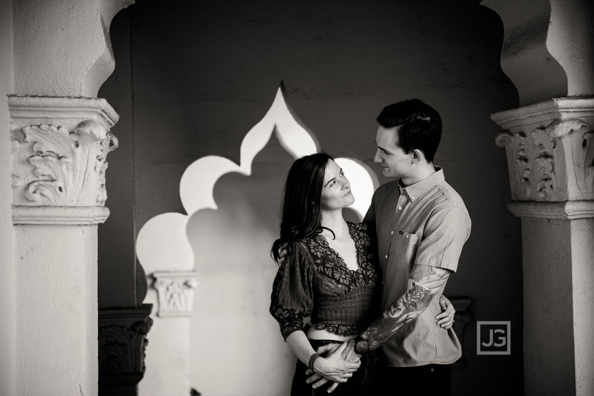 Black and White Engagement Photo