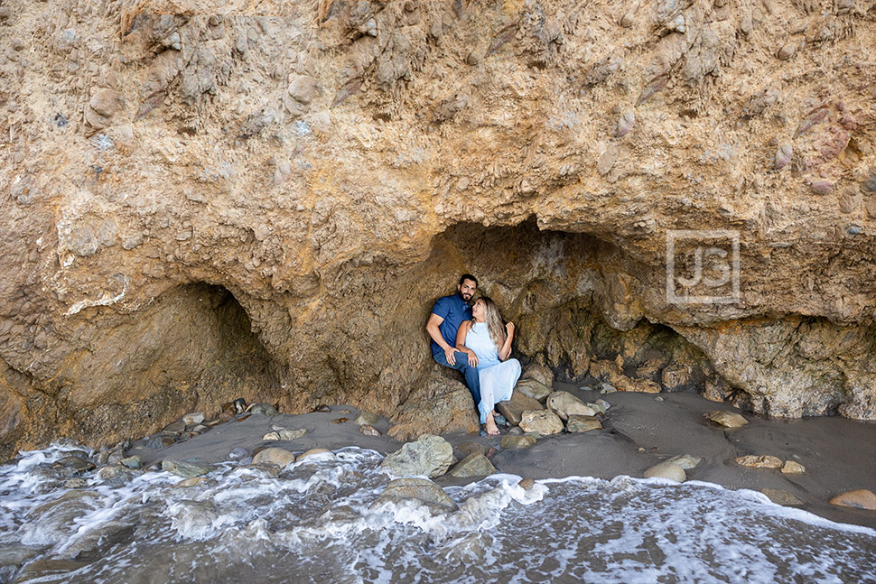 Engagement Photo with Beach Rocks