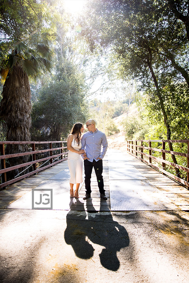 San Dimas Engagement Photo with Wood Fence Trail