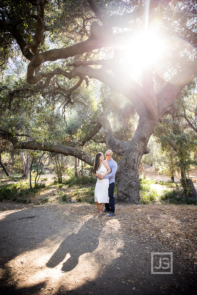 San Dimas Engagement Photo with Large Trees