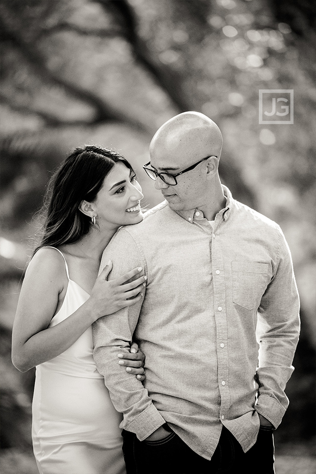 Black and White Engagement Photo