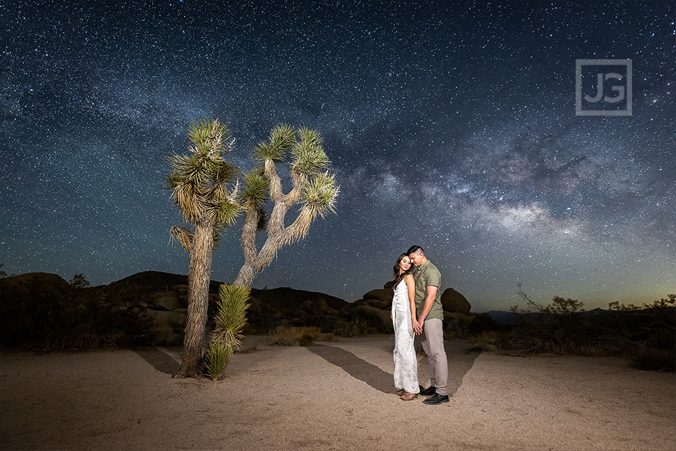 Milky Way Engagement Photos with Joshua Trees