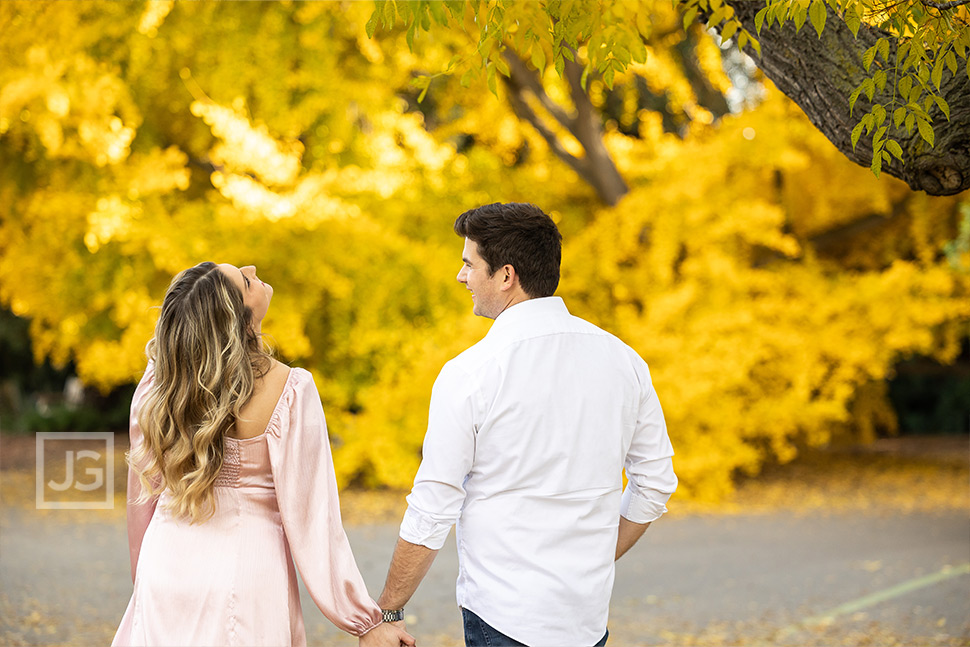 Holding Hands with Yellow Leaves