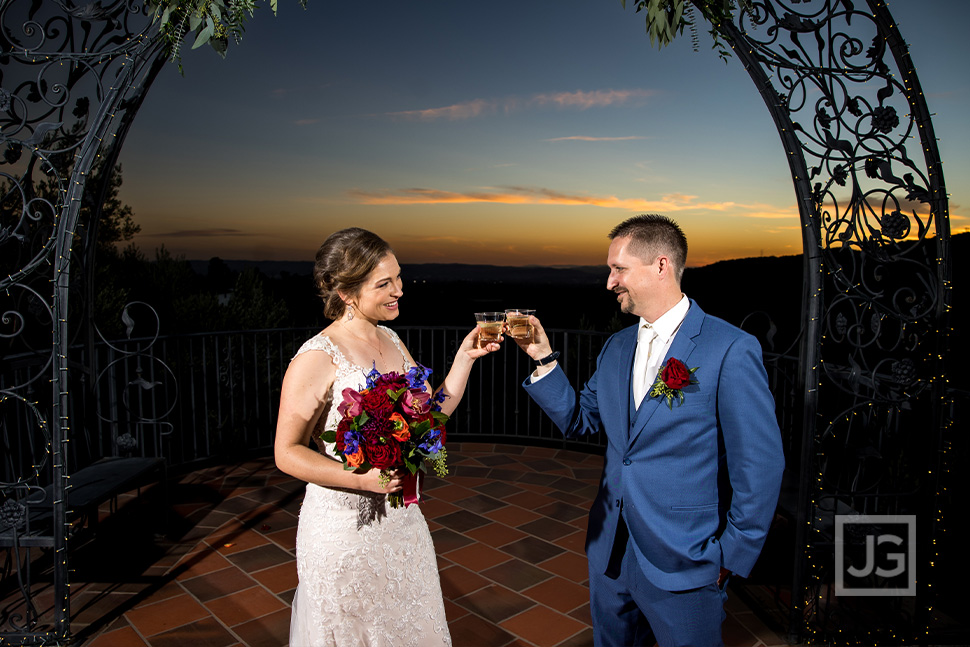 Bride and Groom having a drink