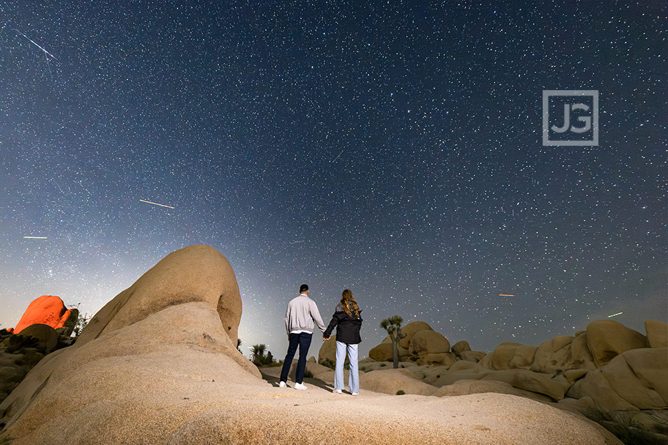 Astrophotography with rock in Joshua Tree