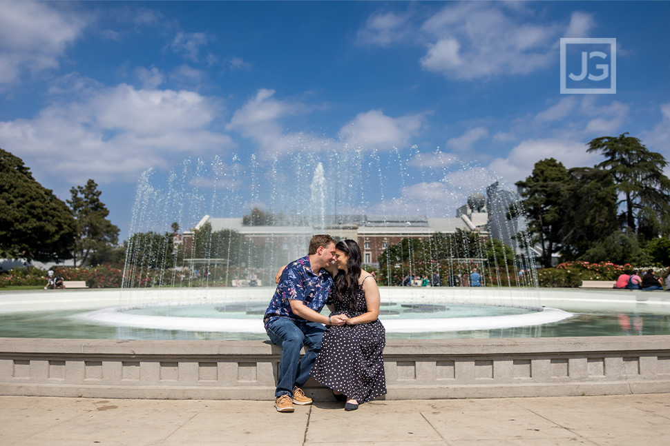 Water Fountain next to Rose Garden